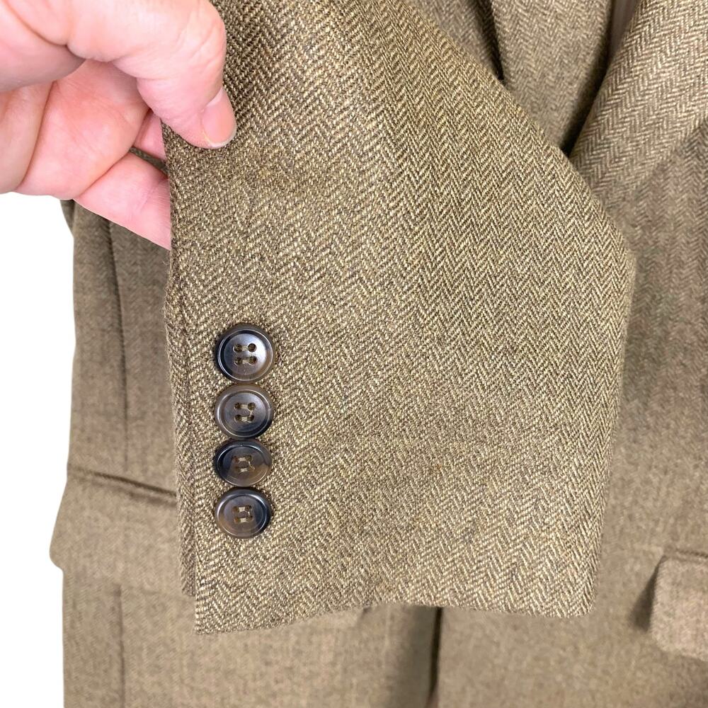 COVINGTON Men's 38 Reg 100% Wool Herringbone Tan Blazer Fully Lined - Picture 6 of 15